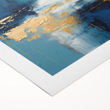 Abstract wall art on rolled canvas featuring vibrant strokes in hues of blue, pink, and yellow, perfect for modern home decor. Ideal for artistic living spaces.