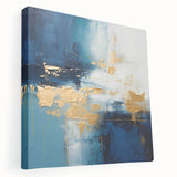 Abstract strokes wall art on stretched canvas, showcasing vibrant colors and dynamic patterns, ideal for modern home decor. Side view highlights the canvas's depth and texture, making it a striking focal point for any room.
