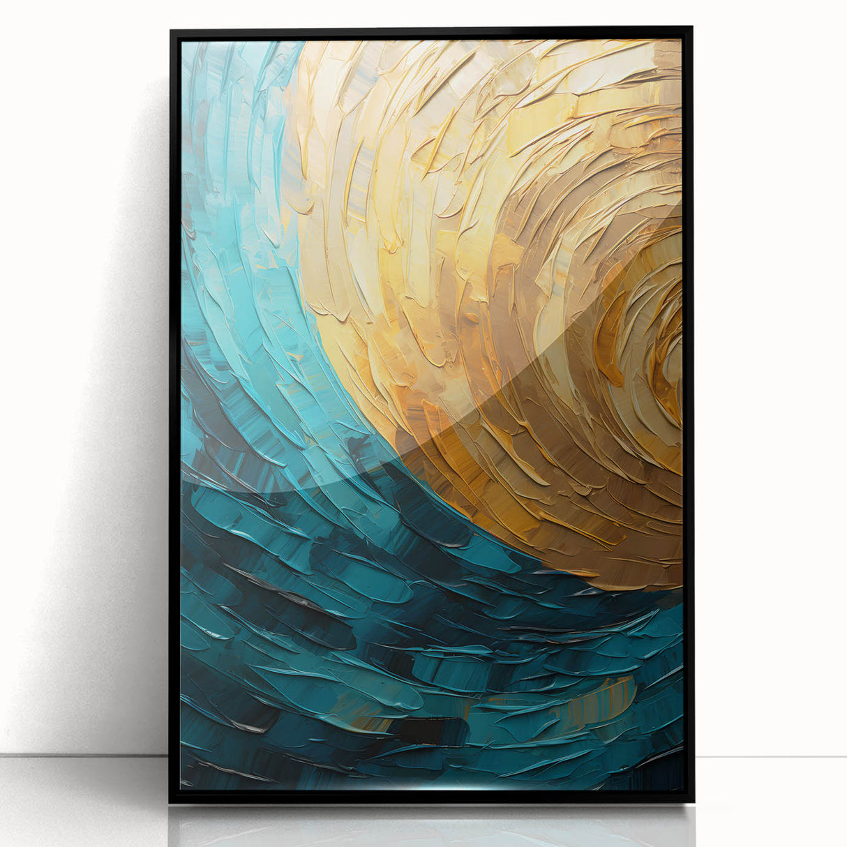 Framed abstract wall art featuring bold black strokes on a white background, showcasing a modern design suitable for contemporary home decor.