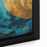 Close-up view of a framed abstract strokes wall art featuring vibrant colors and dynamic brushwork, perfect for enhancing modern decor in any room.