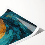 Abstract strokes wall art print in vibrant colors, showcasing dynamic brushwork and modern design, ideal for contemporary home decor. Rolled and ready for framing.