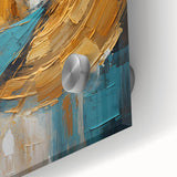 Close-up of abstract strokes wall art design on acrylic glass, showcasing vibrant colors and intricate textures, perfect for modern home decor.