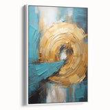 Abstract wall art featuring layered strokes in soft pastel colors, elegantly framed in white, showcasing a modern design that enhances contemporary decor.