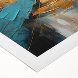 Abstract canvas wall art showcasing vibrant, swirling strokes in shades of blue, orange, and yellow, designed to enhance modern home decor. Ideal for living spaces or art enthusiasts.