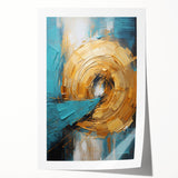Abstract wall art print showcasing vibrant, multicolored strokes on a textured background, rolled and ready for framing, perfect for modern decor.