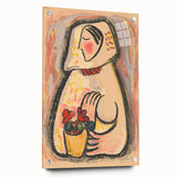 Modern Wall Art - Girl with a Basket of Flowers Print