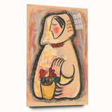 Modern Wall Art - Girl with a Basket of Flowers Print