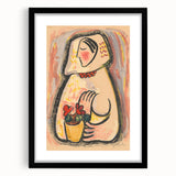 Modern Wall Art - Girl with a Basket of Flowers Print