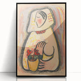 Modern Wall Art - Girl with a Basket of Flowers Print