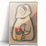Modern Wall Art - Girl with a Basket of Flowers Print