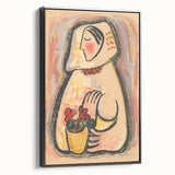 Modern Wall Art - Girl with a Basket of Flowers Print
