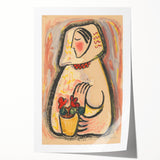 Modern Wall Art - Girl with a Basket of Flowers Print