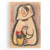 Modern Wall Art - Girl with a Basket of Flowers Print