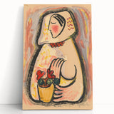Modern Wall Art - Girl with a Basket of Flowers Print