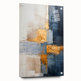 Abstract wall art featuring vibrant strokes in shades of blue, pink, and yellow, displayed in a side view with metal pins for hanging. Perfect for modern decor.