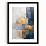 Abstract strokes wall art in a black frame with a mat, showcasing vibrant colors and dynamic brushwork, perfect for modern home decor or gallery displays.