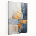 Abstract wall art featuring bold strokes in vibrant colors, displayed on a stretched canvas with a side view, perfect for modern home decor.
