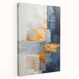 Abstract wall art featuring bold strokes in vibrant colors, displayed on a stretched canvas with a side view, perfect for modern home decor.