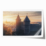 Stunning rolled print showcasing a vibrant landscape of a majestic castle, featuring rich colors and intricate details, perfect for home decor or art collection.