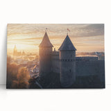 Stretched canvas art depicting a vibrant landscape with a majestic castle, featuring rich colors and intricate details, perfect for home decor and wall decoration.