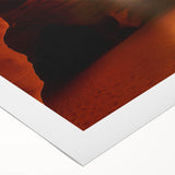 Stunning rolled canvas artwork depicting a vibrant landscape with intricate cave formations in earthy tones, elegantly packaged in a protective cardboard tube.