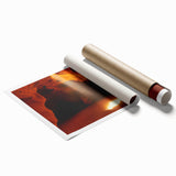 Rolled print of a stunning landscape featuring intricate cave formations, showcasing earthy tones and textures, carefully packaged in a protective tube for safe delivery.