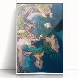 Framed acrylic artwork depicting a stunning landscape of cliffs in vibrant colors, showcasing natural beauty. Ideal for home decor or art enthusiasts.