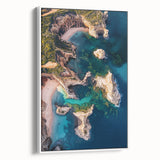 Framed canvas artwork depicting a dramatic cliff landscape in vibrant colors, showcasing intricate textures and details, ideal for home decor enhancement.