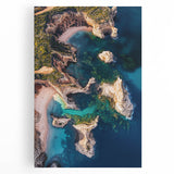 Stretched canvas artwork depicting a dramatic cliff landscape, showcasing vibrant colors and intricate details, perfect for enhancing modern home decor.