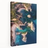 Stretched canvas art depicting vibrant landscapes and dramatic cliffs in a side view, ideal for home decor, showcasing natural beauty with rich colors.