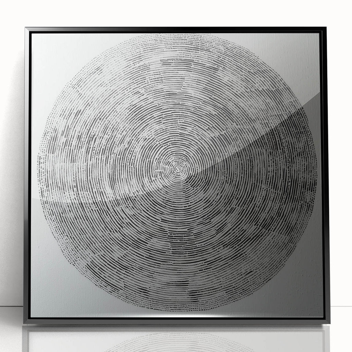 Minimalist Circular Bedroom Wall Art - Black and White Canvas Print