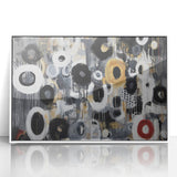 Abstract Circular Living Room Wall Art – Black, Gold & White Canvas