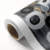 Abstract Circular Living Room Wall Art – Black, Gold & White Canvas