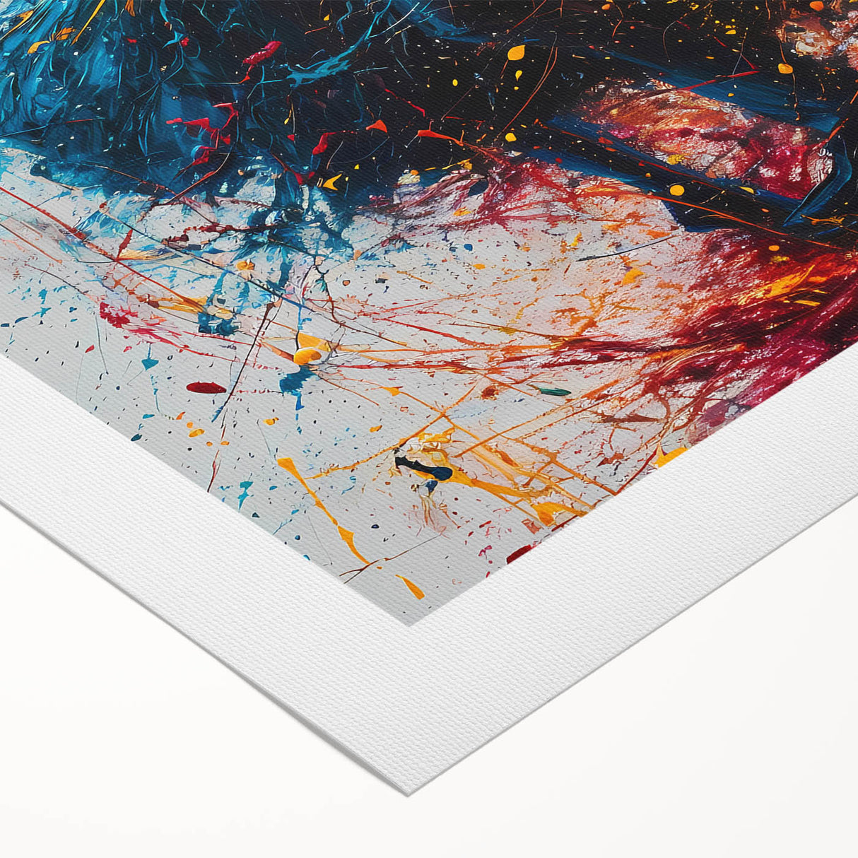 Abstract figurative wall art on rolled canvas showcasing vibrant colors and dynamic shapes, perfect for modern home decor. Packaged securely in a cardboard tube for protection.