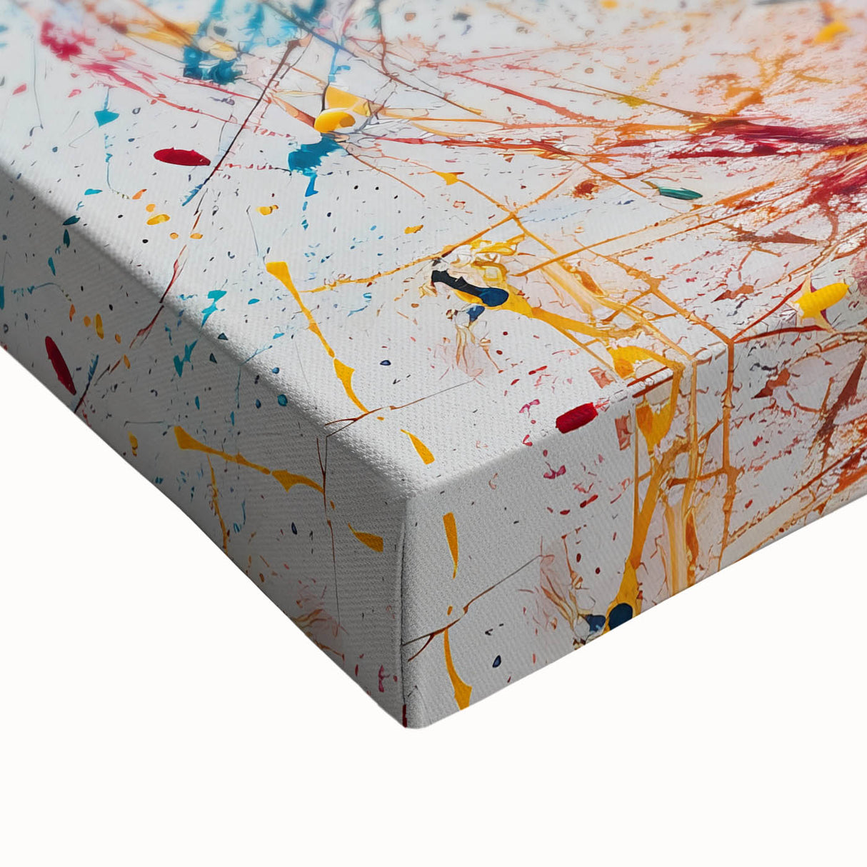 Close-up of an abstract figurative wall art canvas showcasing vibrant colors and intricate textures, ideal for modern home decor or artistic spaces.