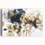 Abstract floral wall art on stretched canvas, showcasing vibrant colors and intricate designs. Perfect for modern home decor, adding a touch of elegance and creativity.
