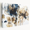 Abstract floral wall art on stretched canvas showcasing vibrant colors with a side view displaying its depth and texture, perfect for modern decor. Ideal for enhancing living spaces with a touch of elegance.