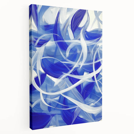 Abstract geometric stretched canvas artwork showcasing vibrant colors and intricate patterns, ideal for modern home decor and artistic interiors. Side view highlights the canvas depth and quality, perfect for enhancing any living space.