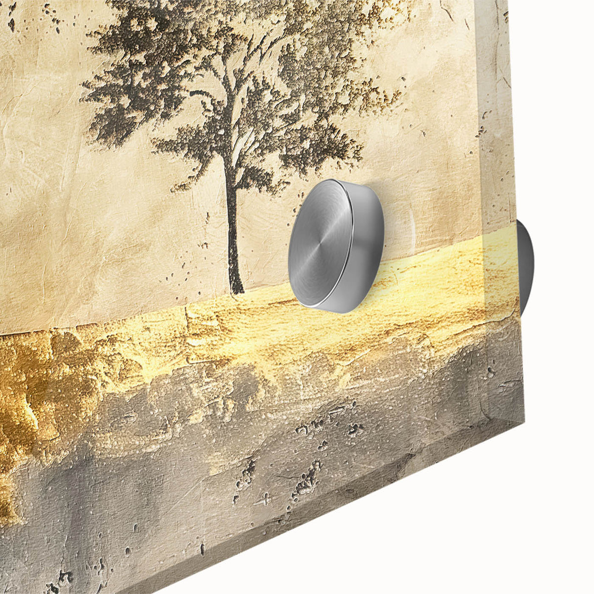 Close-up of vibrant abstract landscapes wall art, showcasing intricate acrylic glass textures and bold colors, perfect for modern home decor accents.