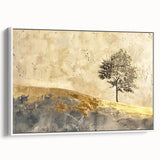 Framed canvas wall art showcasing an abstract landscape design with soft white tones, perfect for enhancing modern home decor and creating a serene ambiance.