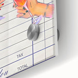 Large abstract wall art in mid-century modernist style, featuring vibrant hues on acrylic glass, ideal for dining room decor.