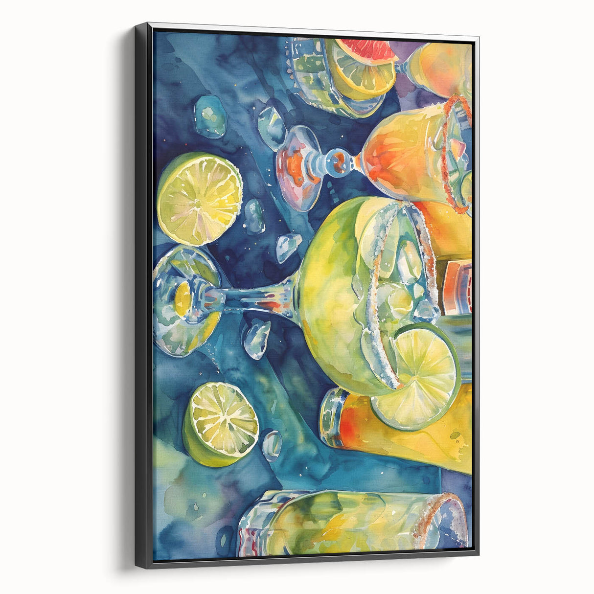 Black and white vintage poster art on framed canvas featuring assorted fruits, ideal for kitchen or dining room decor.