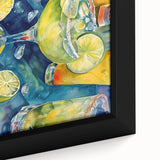 Extra large black framed canvas featuring a close-up of colorful, textured fruits, ideal for living room decor.