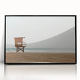 Framed acrylic artwork depicting a serene beach landscape with vibrant colors, black frame, and clear glass front, perfect for enhancing coastal decor.