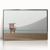 Framed acrylic artwork showcasing a vibrant beach landscape, featuring golden hues and serene ocean waves, perfect for adding a coastal touch to home decor.