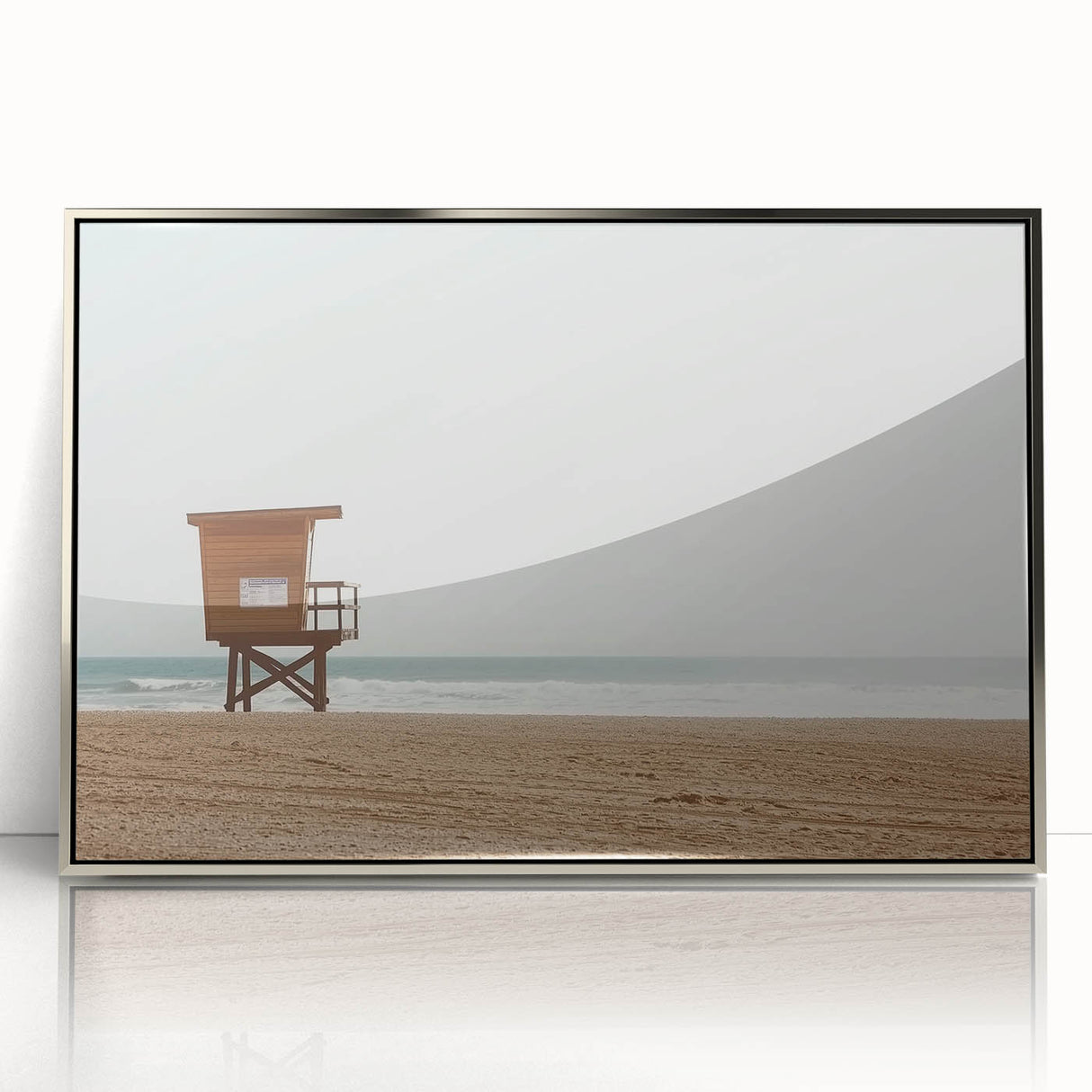 Framed acrylic artwork depicting a serene beach landscape, showcasing vibrant colors and intricate details, perfect for home decor and coastal themes.