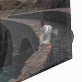 Close-up of a stunning landscape bridge design printed on acrylic glass, showcasing vibrant colors and intricate details, ideal for modern home decor and art enthusiasts.