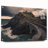 Acrylic glass landscape bridge design viewed from the side, showcasing elegant pins and vibrant colors, perfect for modern home decor or art collections.