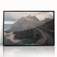 Framed acrylic artwork of a serene landscape bridge with a black frame, showcasing vibrant colors and detailed scenery, ideal for home decor enhancement.
