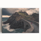 Stretched canvas artwork depicting a serene landscape bridge scene, showcasing vibrant colors and intricate details, ideal for enhancing home decor with a nature theme.